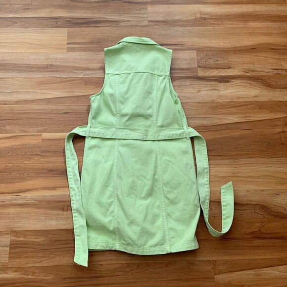 Amanda Uprichard Greyson Dress Size Small Lime Green Button Front Sleeveless - Picture 8 of 11